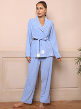Women's 2 Pack Belted Plush Bath Top and Pants Set Pajama Set Sai Feel